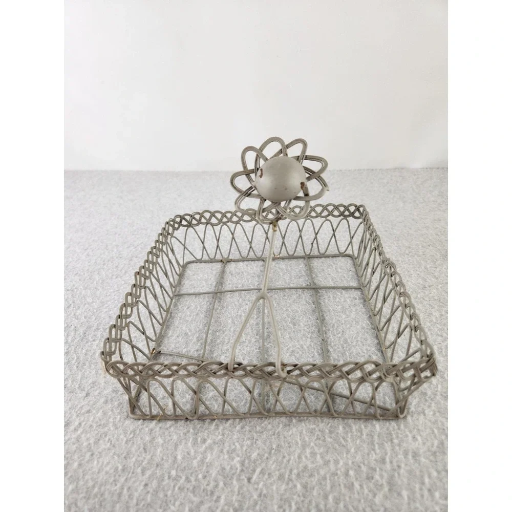 Vintage‎ Weighted Arm Napkin Holder Metal Wire Farmhouse Kitchen Decor Shabby